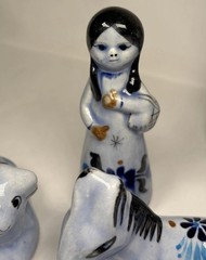 Vintage Estate 14 Piece Tonala Folk Art Mexican Pottery Nativity Set