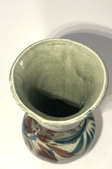 Vintage- Tonala Mexican Pottery 8.5 inches Green Vase- Signed- Hand Painted