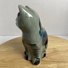 Vintage Tonala Cat Signed Hand Painted Floral Ceramic Mexico Folk Art Pottery