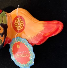 Mexican Talavera Pottery Heart With Wings Signed Wall Decor