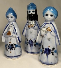Vintage Estate 14 Piece Tonala Folk Art Mexican Pottery Nativity Set
