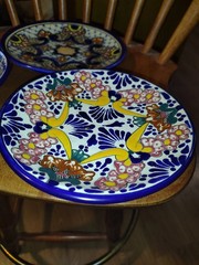 Single Talavera 8″ Hand Painted Plate Pair of Ansar Mexican Potter HangingPlates