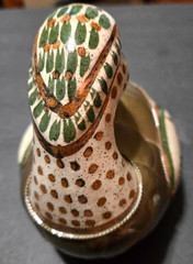 Vintage Tonala Pottery/Brass Hand Painted Mexican Folk Art Duck Figurine.