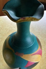 Signed Hand Painted Studio Pottery Vase Abstract Modern Ceramic Art