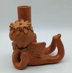Vintage Oaxaca Terra Cotta Laying Angel Tabletop Candle Holder Adorable