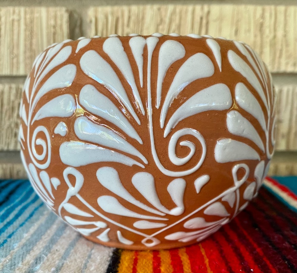 Mexican Ceramic Flower Pot Planter Folk Art Pottery Handmade Talavera #4