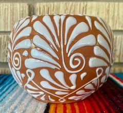 Mexican Ceramic Flower Pot Planter Folk Art Pottery Handmade Talavera #4