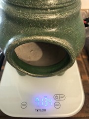 Table Top Chiminea Pottery Green Hand Made 8 Pounds Solid House Decor