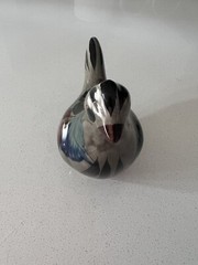 Vintage Mexican Tonala Bird Floral Blue Great Brown Ceramic 5.25”