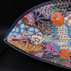 Talavera Pottery Lg 21.5″ Centerpiece Fruit Bowl Mexican Ceramic Kitchen Serving