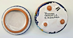 Talavera Mexican Pottery Hand Painted Round Trinket Box With Lid Terracotta 2.5″