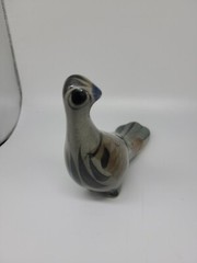 Single Grey Tonala Mexican Art Pottery Bird Hand Painted