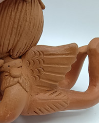 Vintage Oaxaca Terra Cotta Laying Angel Tabletop Candle Holder Adorable