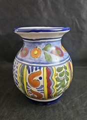 Vintage Talavera Mexican Pottery Ceramic Flower Vase Floral 6″ Tall Signed