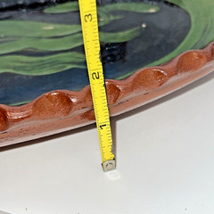 Mexican Patamban Hand Painted Fish Design Folk Art Green & Brown Glazed Platter