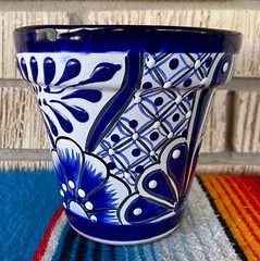 Lg Mexican Ceramic Flower Pot Planter Folk Art Pottery Handmade Talavera #16