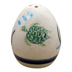 Turtle Ocean Tonala Mexico Sandstone Pottery Hand Painted Salt Shaker Single