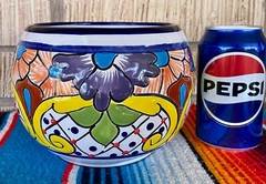 Mexican Ceramic Flower Pot Planter Folk Art Pottery Handmade Talavera #7
