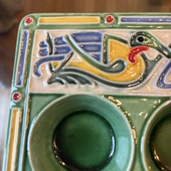 Shot Glass Lime Wedge Art Pottery Hand Painted Heavy Holder 7.5”x 5.25”x 1.0”