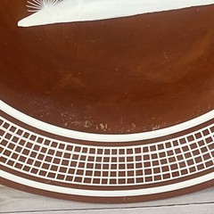 Jimon Family Mexico Signed White Deer Red Rust Tonala Hand Painted Plate 8-1/4”