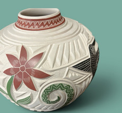 Mata Ortiz Pottery Martin Olivas Quintana White clay Olla Vase Jar Art Mexican