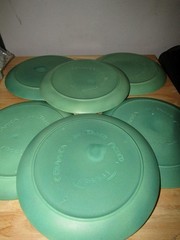 SET OF 6 GREEN FELIX TISSOT TAXCO 10″ DINNER PLATES CERAMIC MID CENTURY ART