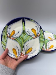 Mexican Talavera Pottery Serving Plates Calla Lilies Small T Ruth Folk Art Decor