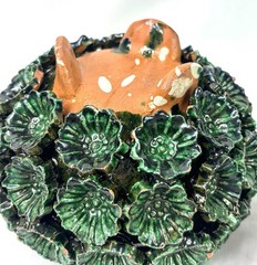 Green Glazed Hilario Alejos Madrigal Michoacan Pottery Pineapple Pot w/ Lid 7”