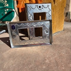Mexican Punch Tin Single Rocker light switch plate cover Folk Art Silver