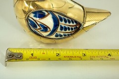 Duck Figurine VTG from Tonala Mexico Ceramic and Brass 4 Inches Tall Good Cond.
