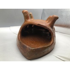 Vintage Terra Cotta Glaze Red Clay Fish Shape Tabletop Warmer w/Defect READ NOTE