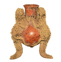 MAMA MONO Original Vintage Mexican Pottery Huichol Reptile Statue Sculpture Vase