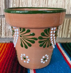 Mexican Ceramic Flower Pot Planter Folk Art Pottery Handmade Talavera #1