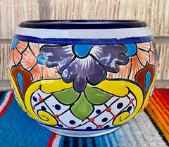 Mexican Ceramic Flower Pot Planter Folk Art Pottery Handmade Talavera #7