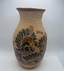 Tonala Mexican pottery vase bird, 8 inch tall, single bird