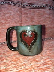 Heart MaraPottery Mug in lead free stoneware 16oz; 510V1
