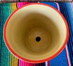 Lg Mexican Ceramic Flower Pot Planter Folk Art Pottery Handmade Talavera M#15