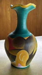 Signed Hand Painted Studio Pottery Vase Abstract Modern Ceramic Art