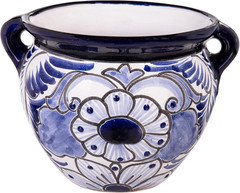 Set of 2 7-Inch Talavera Planters – Colorful Mexican Ceramic Flower Pots