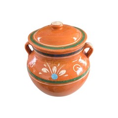 Round Clay Pot With Lid 4 Liters Capacity/Olla De Bola Con Tapa 4 Litros