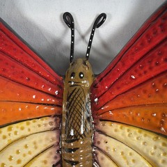 Vintage Handmade Mexican Ceramic Butterfly Wall Hanging Folk Art 6×7″ Decor