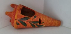 Mexican Pottery Chiminea Small Table Top Candle or Incense Burner Tiki Folk Art