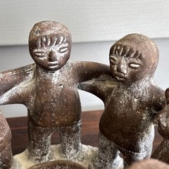 Vintage Large Mexican Pottery Circle Of 7 Friends Candle Holder Mexico Decor