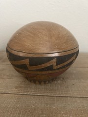 Vintage Mexico Pottery Mata Ortiz Round Bottom Pot Vase Signed 5×5” Wide Mouth