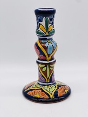 Vintage Telavera Mexican Pottery Single Candle Holder Hand Painted Signed
