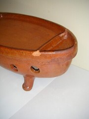 Vintage Terra Cotta Glazed Red Clay Mexican Tabletop Food Warmer