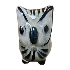 Tonala OWL Purple & Blue Flower Hand Painted Mexican Folk Art Vintage McM