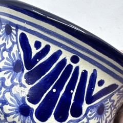 Talavera Tea Mug and Saucer Puebla Mexico Pottery Signed Floral Blue & White