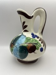 Vintage Mexican Folk Tonala Pottery Pitcher Artist Signed Vibrant Colors
