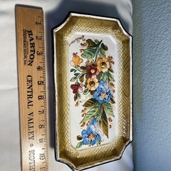 Vintage Mexican Art Pottery Serving Plate Wall Decor Floral Signed